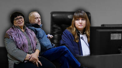  Обвинувачені Ольга Підкидач та Олексій Янчевський і суддя наталія Діонісьєва